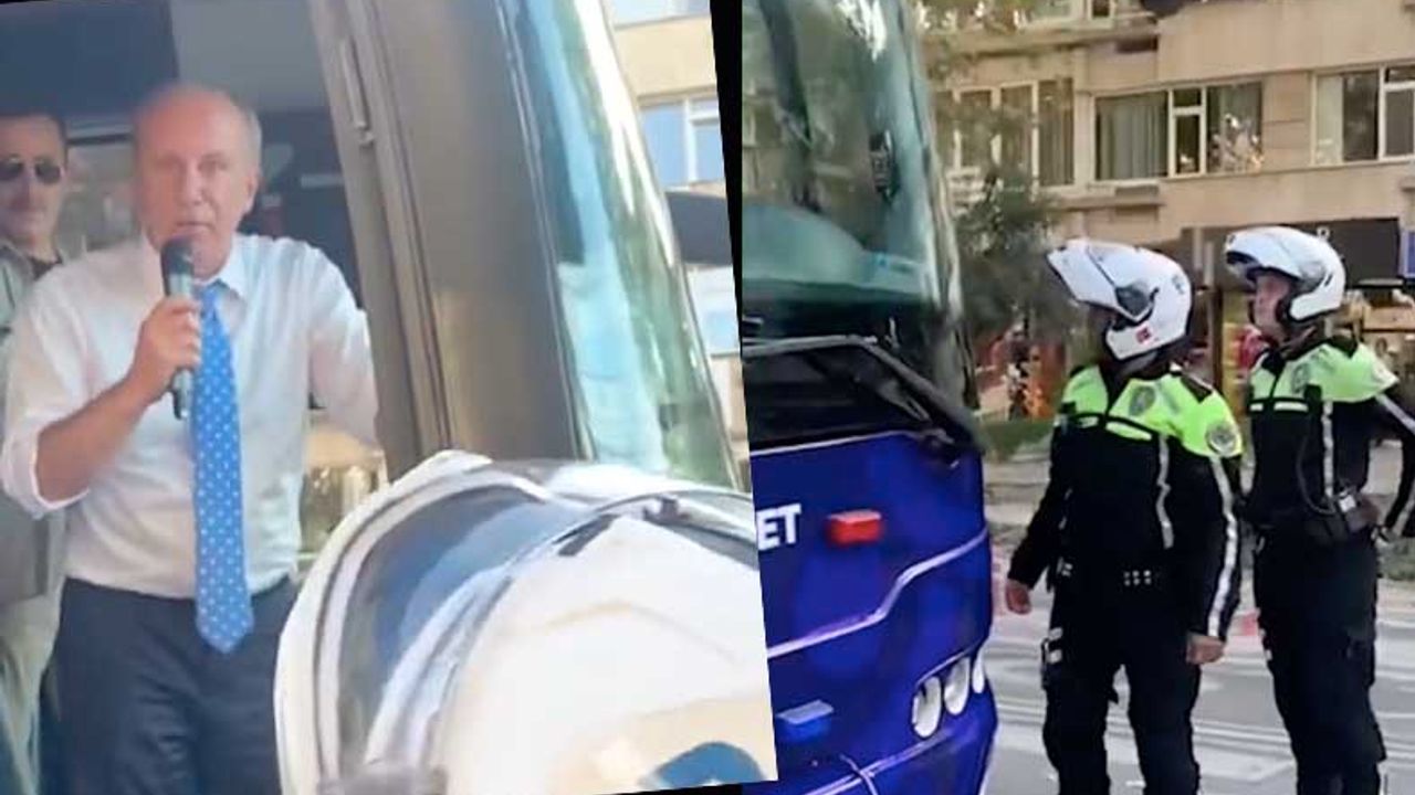 Muharrem İnce'nin seçim otobüsüne polis engeli